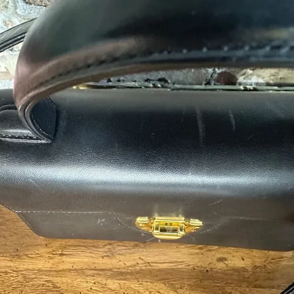 Vintage Givenchy Black Leather Top Handle 2 Way Bag - Picture 11 of 16